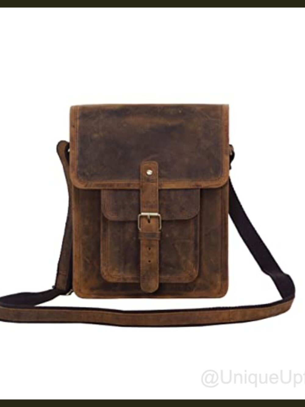 Leather Crossbody Messenger Bag Satchel for Men & Women 11 Inch Tablet Bag